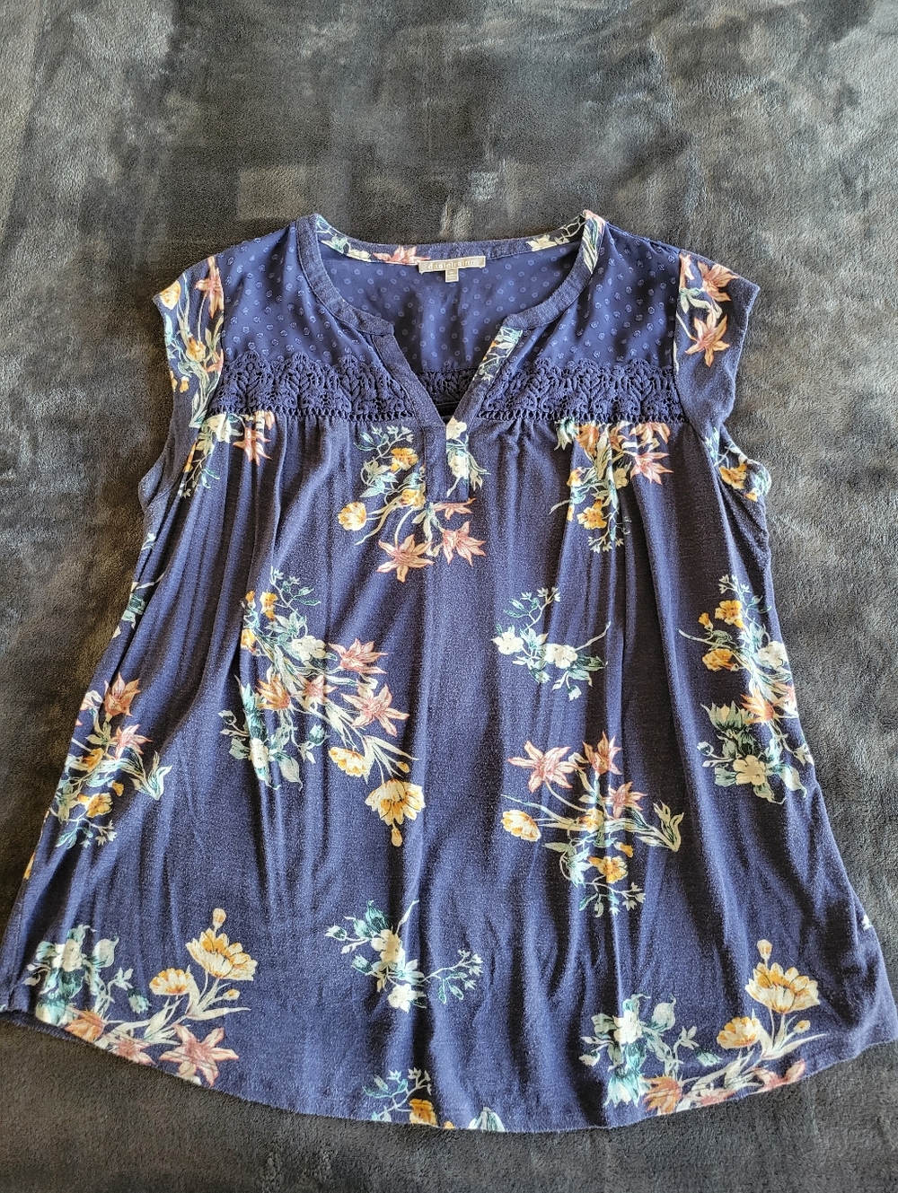 Daniel Rainn Taravel Crochet Detail Knit Top